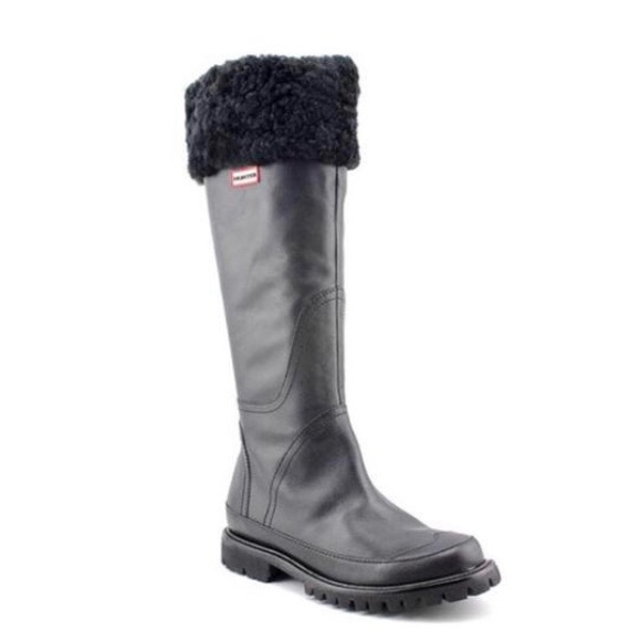 New Hunter Boot  Black Leather/Shearling 7 $395 - Picture 3 of 8